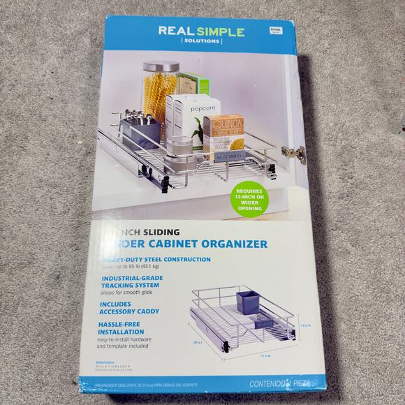 Real Simple Heavy Duty Steel 11” Sliding Under Cabinet Organizer Storage - Picture 1 of 16